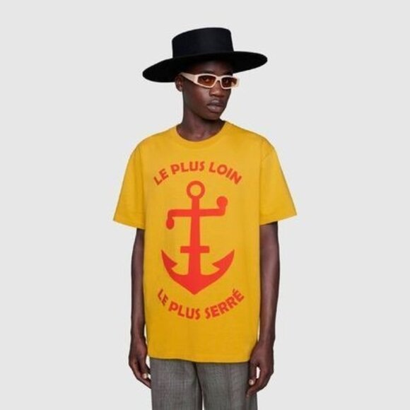 NWT Gucci anchor print oversized T-shirt In Yellow Size M - Picture 3 of 14